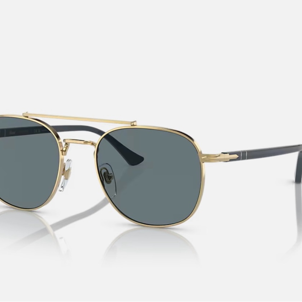 Persol Gold and Black Aviator Sunglasses